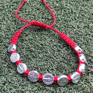 Saint Benedict Bracelet, St Benedict Protection Bracelet,Saint Benedict Medal,Brazalete San Benito, Protection Bracelet, Red String Bracelet