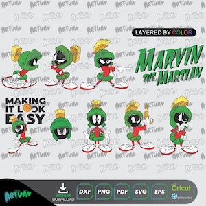 May include: Layered by color, a digital download of Marvin the Martian in six different poses. The text "Making it look easy" is below the images.