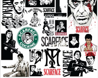 SCARFACE , dxf, eps, svg, pdf, png , cricut , silhouette , file cut , clipart, file art instant download, high resolution