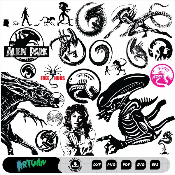 Alien svg, eps, pdf, png, cricut , silhouette , file cut , instant download, clipart Sublimation