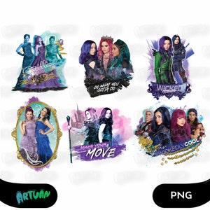 Descendants Bundle, PNG, téléchargement instantané, clip art, file art, Haute résolution, sublimation, imprimable, t-shirt de fichier, clip art de fichier