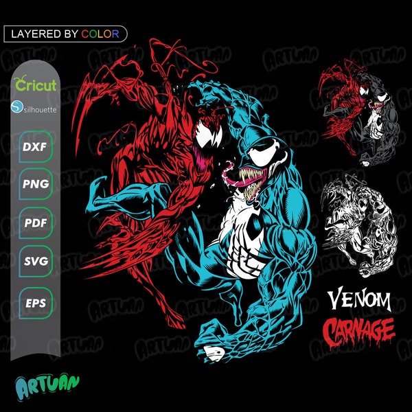 CARNAGE vs Venom Cricut, Silhouette, Svg, Pdf, Eps, Png, hohe Auflösung, sofortiger Download, Dateikunst-T-Shirt, Dateischnitt, ClipArt