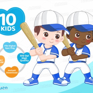 10 Kids baseball, high resolution, clip art baseball, Eps , Png , Print kid Baseball , bundle kids baseball, art kids baseball, instant download
