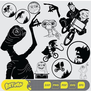 Alien Eps, Pdf, Dxf, Svg, Png Clip art, téléchargement instantané, coupe de fichier