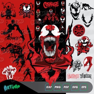 CARNAGE bundle Dxf, cricut, silhouette, Svg, Pdf, Eps, Png, haute résolution, imprimable, t-shirt file art, File cut, clip art