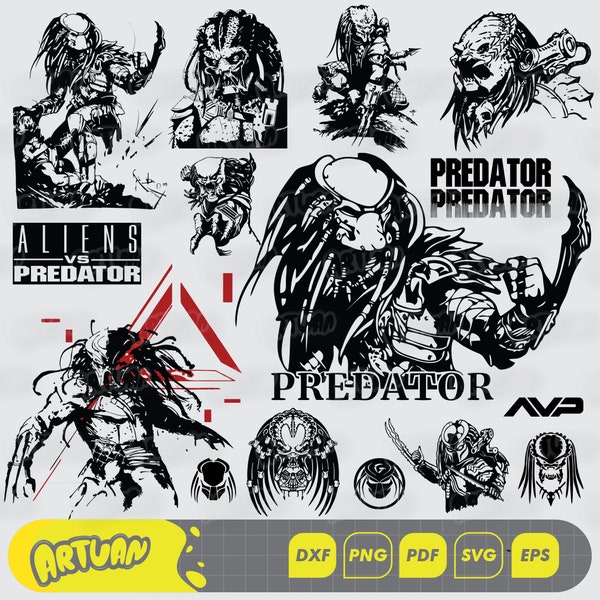 Predator Eps, Png, svg, pdf, dxf, Sublimationsdatei, Schnittdatei, T-Shirt-Druck, Bündeldateien, Clipart