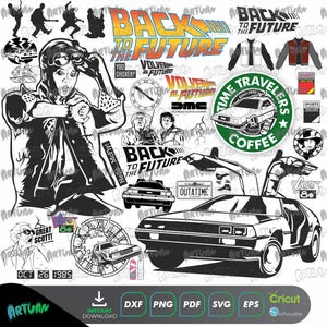 Zurück in die Zukunft ClipArt, Svg, Png, Eps, PDF, Dxf, Bundles, Cricut, Silhouette, druckbar, Mehrzweck, süße Dateien, Sublimation, Vektor