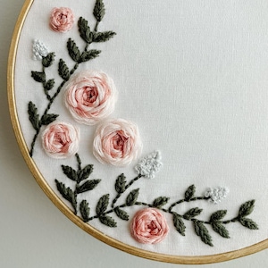 Blushing Blooms - Simple, Floral, Hand Embroidery Design