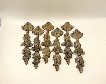 Antique French Cast Brass Ormolu Floral Mounts — Heavy, Exquisite, Finely Detailed, Original Gilt, Shabby Chic Patina | Price Per Piece