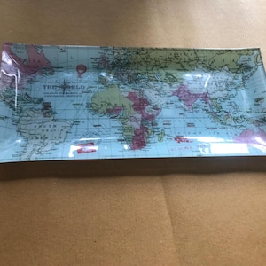 Bandeja de cristal Stow Green Voyager 3302 - Mapa del mundo. Entrega gratuita en el Reino Unido