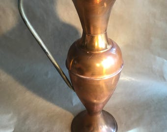 Vintage 1970er Jahre Kupfer & Messing Kanne Vase: Retro Home Decor