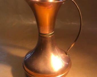 Vintage Arts & Crafts Kupferkrug mit Messinggriff