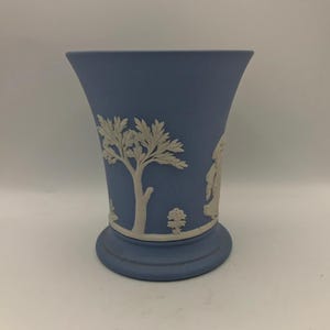Vintage Wedgwood Blue & White Jasperware Vase – 4" (10 cm) Classical Cup Form