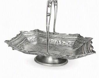 Victorian Silver Plated Basket: Cooper Bros & Sons Pierced Pedestal