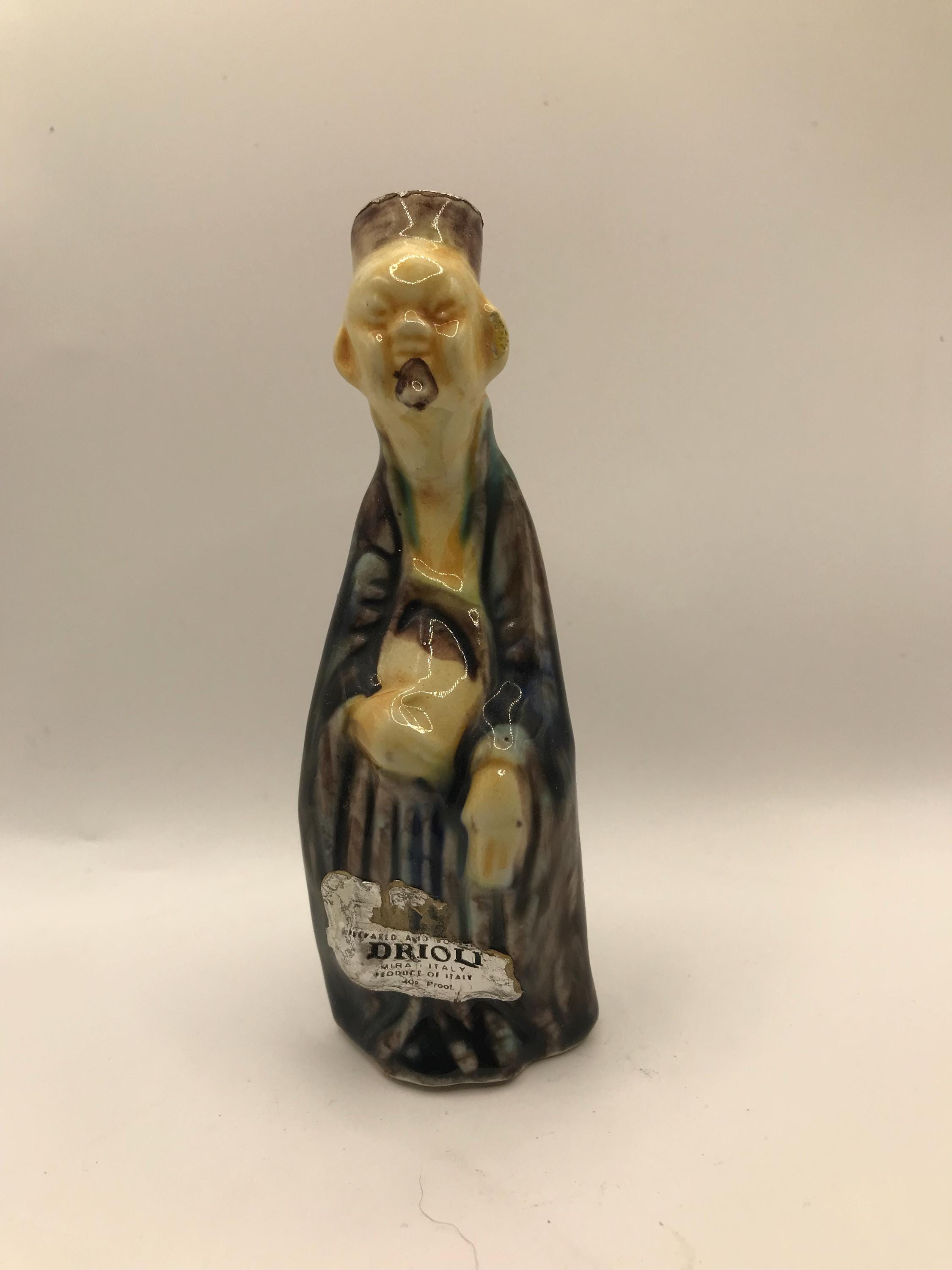 1970年代　イタリアのDrioli社　陶器製ヴィンテージ　人形ボトル Drioli Bottles - Etsy