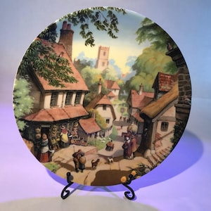 Coalport Fine Bone China Plate: The Village Shop, Robert Hersey Design