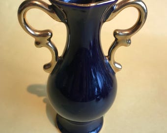 ヴィンテージ リモージュ カステル 花瓶：コバルトブルー、22K