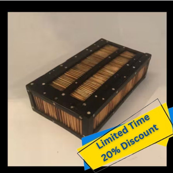 APRIL FAVE ITEM - Vintage early 1900s Ebonised, Hardwood Lined, Porcupine Quill Jewellery, trinket box, with sliding lid. Free Uk Delivery