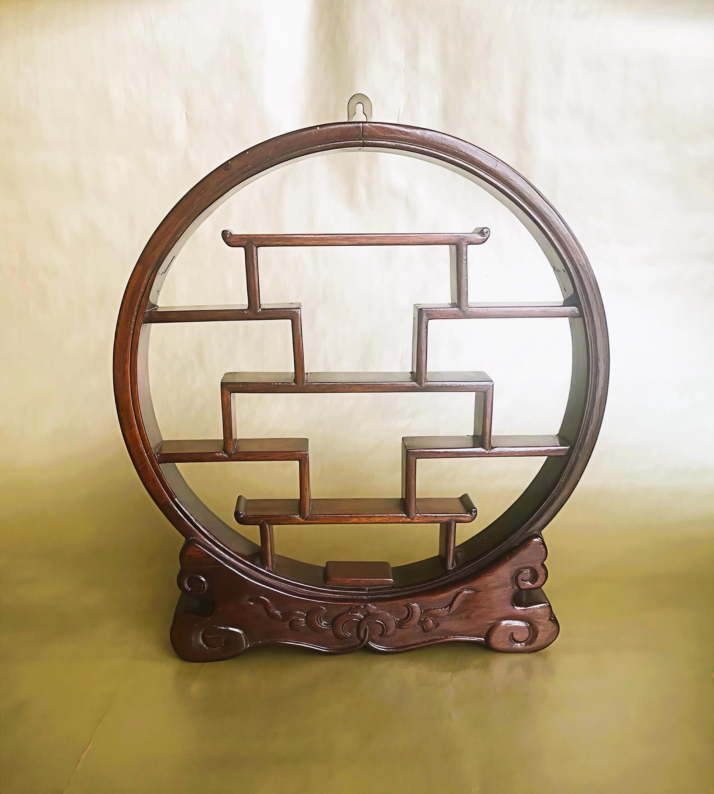 Vintage Chinese Moon Shelf: Wooden Curiosity Display - Etsy