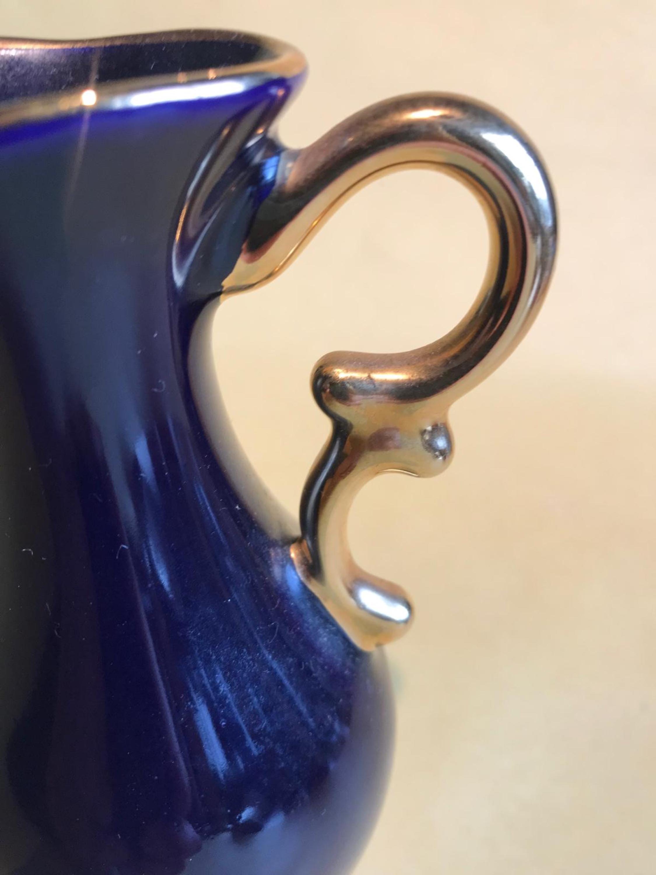 ヴィンテージ リモージュ カステル 花瓶：コバルトブルー、22K
