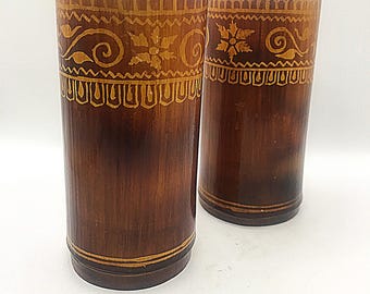 Elegante Einfachheit: Paar Antike Chinesische Bambus Pinsel Töpfe (Bitong), Spät-Victorian c.1880