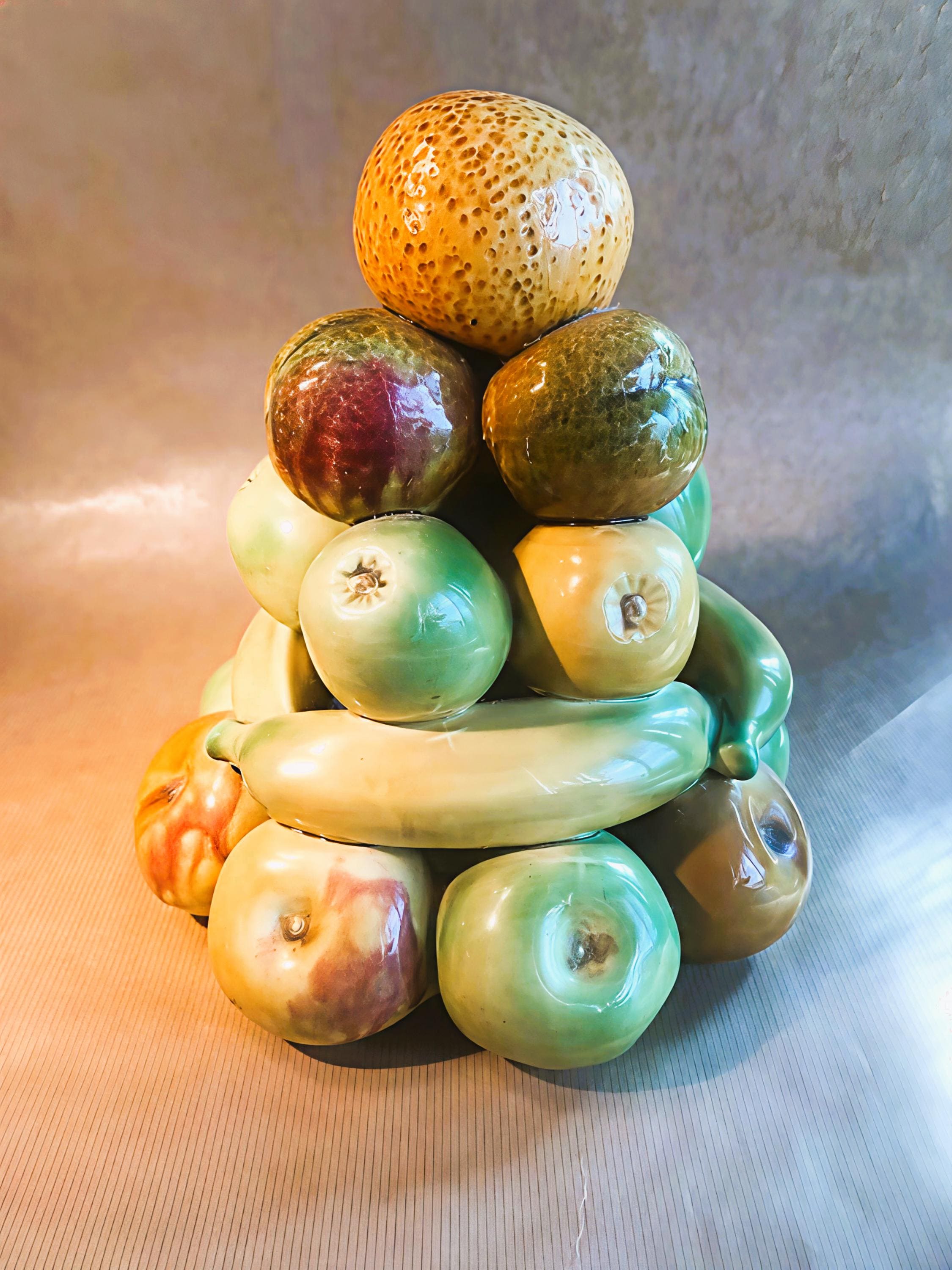A Timeless Treasure: Vintage 1970s Majolica Fruit Pyramid – A