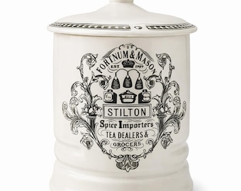 Recipiente para queso Stilton de Fortnum & Mason de 350 gramos: Tarro de almacenamiento de porcelana británica.