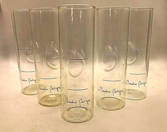 Seltene Vintage Sandro Bottega signierte Grappa & Wodka Gläser - Set mit 5 mundgeblasenen italienischen Schätzen