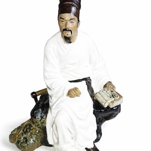 Vintage Shekwan Mudman Scholar Figurine: Chinese Ceramic Art, Symbol of Wisdom (23cm)