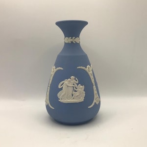 Vintage Wedgwood Blue Jasperware Posy Vase with Classical Reliefs: Aurora’s Dawn