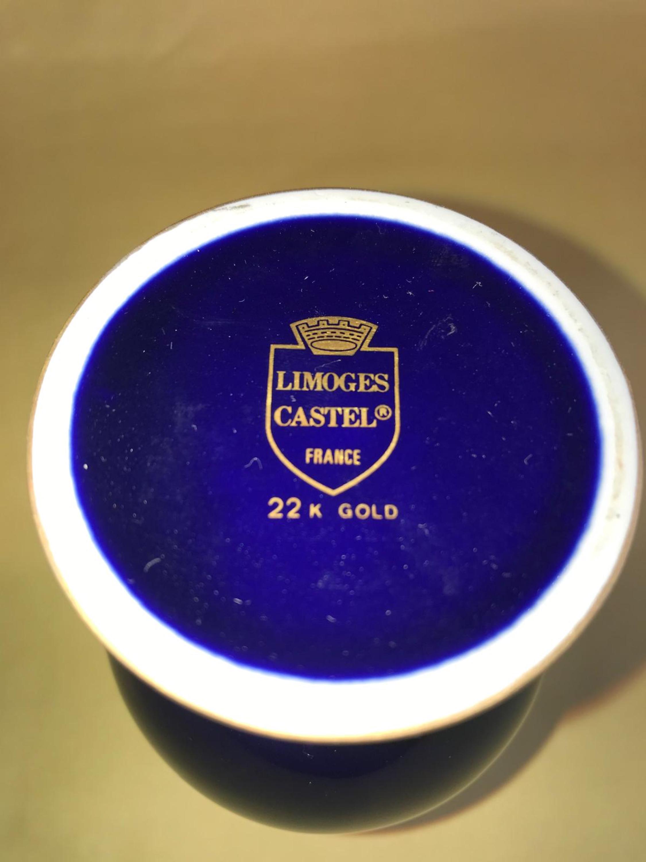 ヴィンテージ リモージュ カステル 花瓶：コバルトブルー、22K