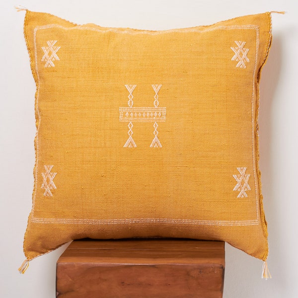 50x50 Boho Kissenbezug aus Marokkanischer Sabra Seide - Handgemacht, Ideal für Deko Wohnzimmer