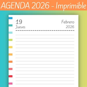 Agenda 2026 para imprimir - Diaria - Un día por página - Planeadores Mensuales - Gastos - Notas - archivos PDF imprimibles - MUY COMPLETA