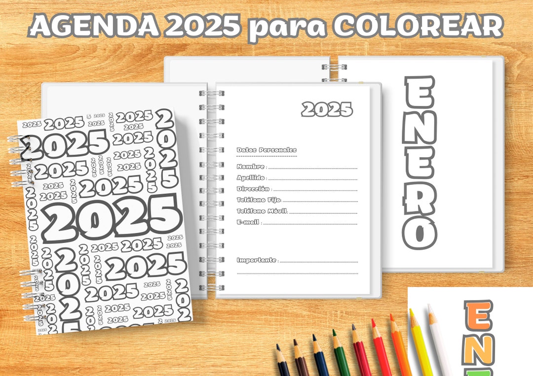 Agenda 2025 to Color Printable Weekly Monthly Planners Expenses Notes PDF Files to