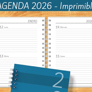 Agenda 2026 - Dos días por página - para imprimir - Planeadores Mensuales - Gastos - Planificadores - archivos PDF imprimibles -MUY COMPLETA