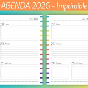 Agenda 2026 para imprimir - Semanal - Meses separados - Planeadores Mensuales - Gastos - Notas - archivos PDF imprimibles - MUY COMPLETA