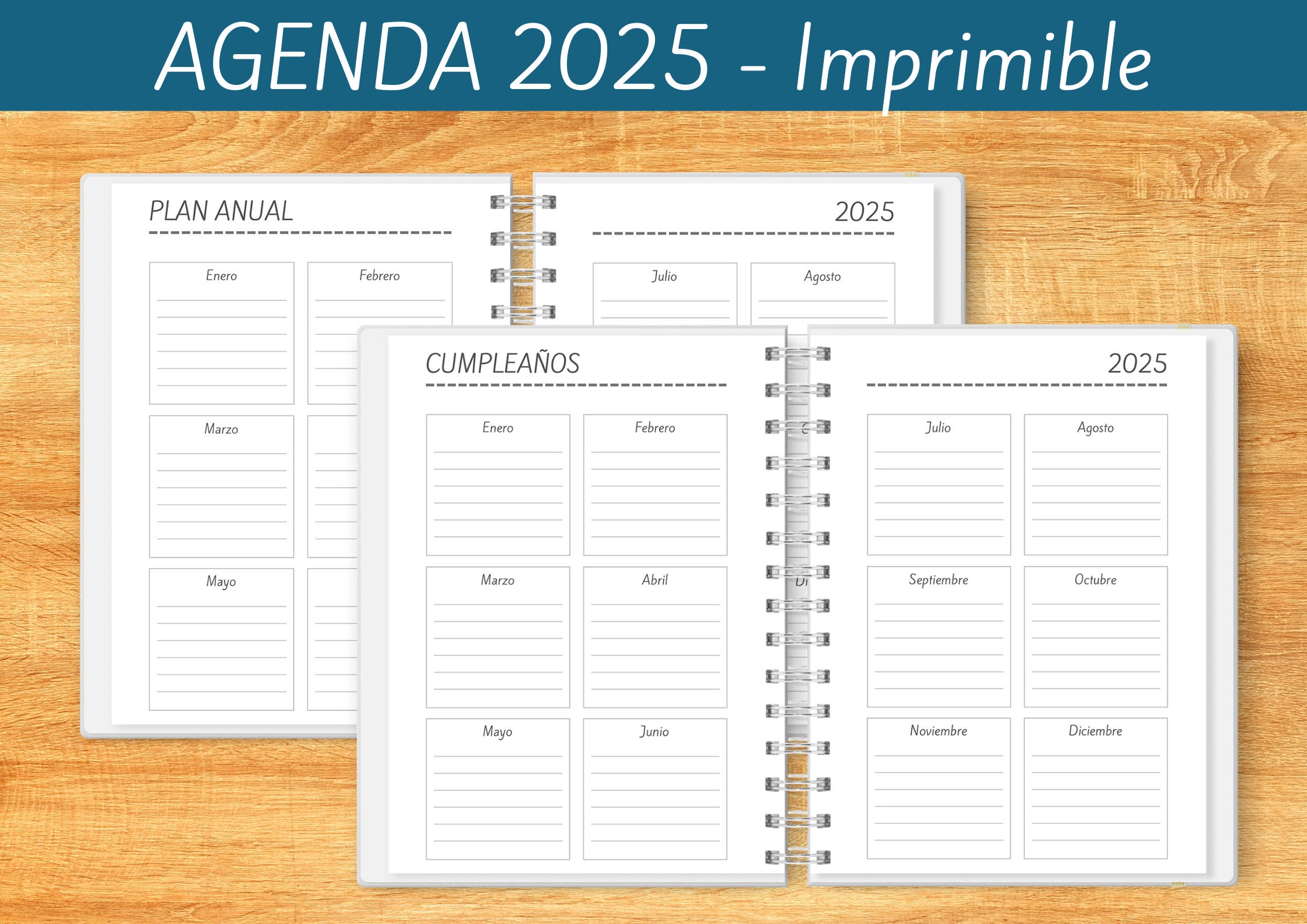 Agenda 2025 para imprimir Semanal Meses separados Planeadores Mensuales