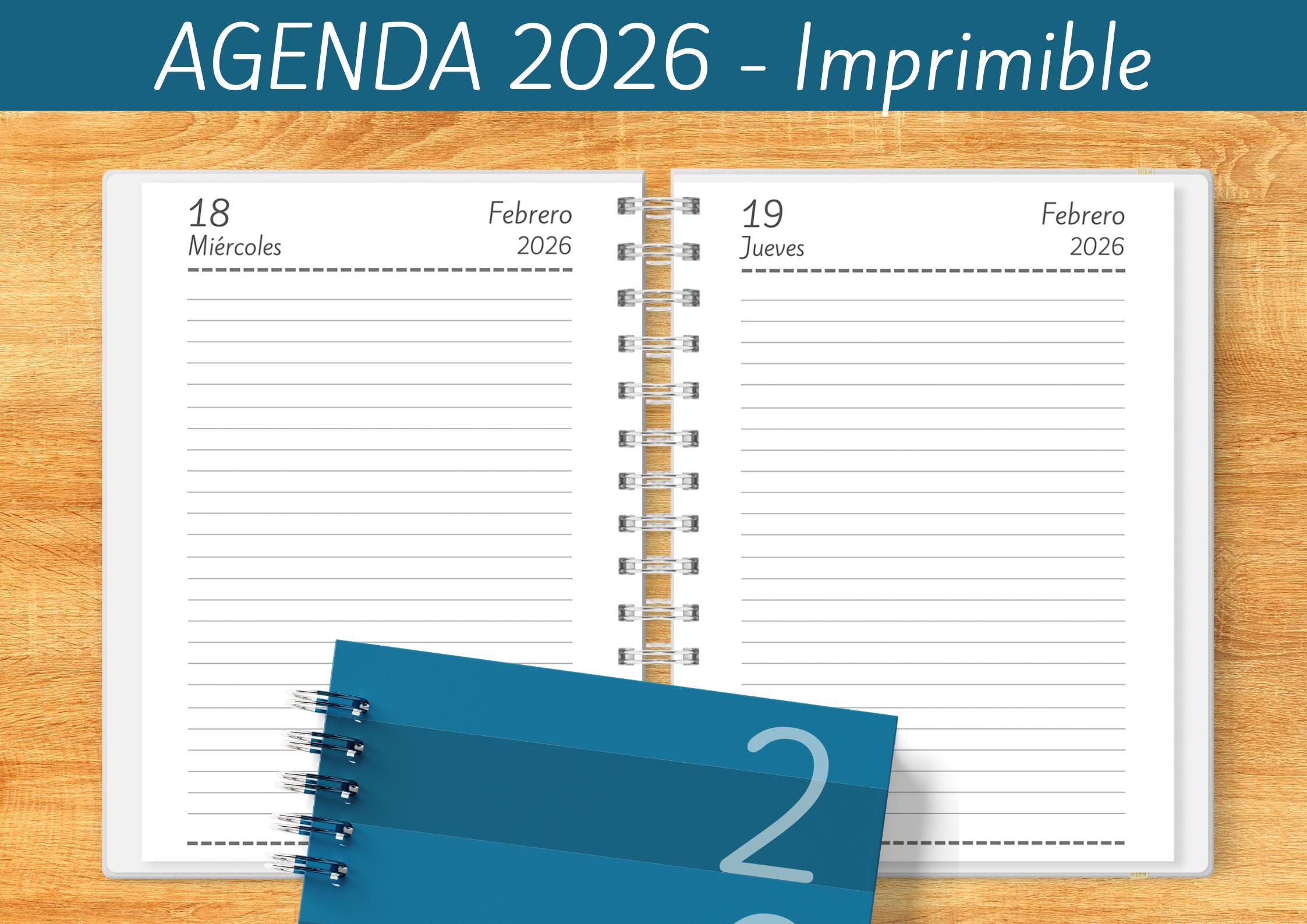 Academische agenda 2026, één pagina per dag, DIN A5, januari 2026 tot december 2026, hardcover met pen, maandelijkse tabbladen, binnenvak, stickers, geel