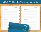 Agenda 2026 - Dos días por página - para imprimir - Planeadores Mensuales - Gastos - Planificadores - archivos PDF imprimibles -MUY COMPLETA
