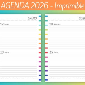 Agenda 2026 - Dos días por página - para imprimir - Planeadores Mensuales - Gastos - Planificadores - archivos PDF imprimibles -MUY COMPLETA