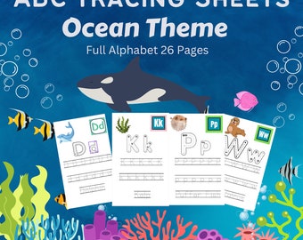 ABC”s Tracing Sheets Ocean Theme