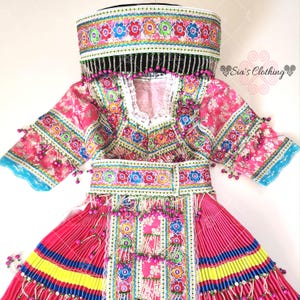 Hmong Chinese Dress Hmong Handmade Art Creation Hmong Girl Design Hmong Gift Hmong Clothes Children Modern Dress Hmong Kid Skirt Handcrafted