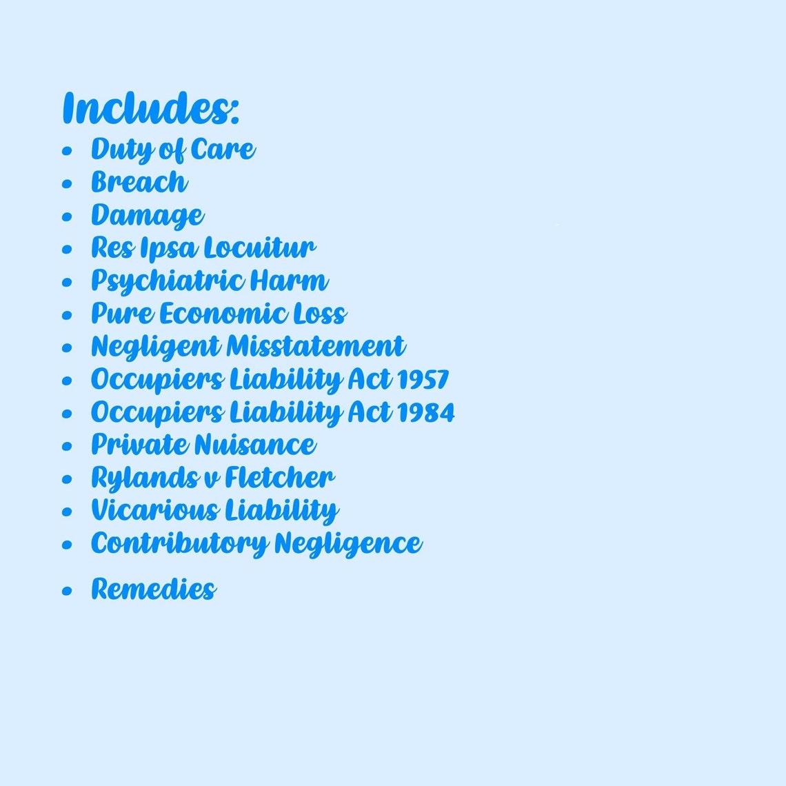 Aqa A Level Law Tort Law Notes Etsy