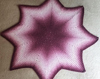 Crochet Star Ombre Baby Blanket, 8 point star blanket, crochet ombre blanket
