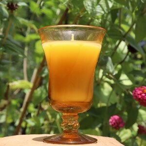 100% Pure Beeswax Candle in Antique Depression Glass {-} Homegrown Beeswax No Artificial Fragrances {-} Hand Poured Small Batch