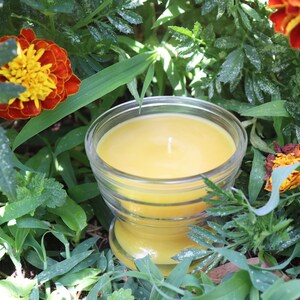 100% Natural Beeswax Candle in One of a Kind Glassware {-} Homegrown Beeswax without Artificial Fragrances {-} Hand Poured Small Batch