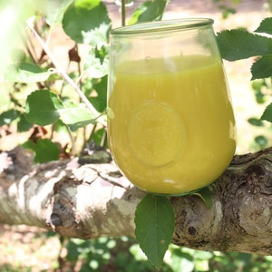 100% Natural Beeswax Candle in One of a Kind Glassware {-} Homegrown Beeswax without Artificial Fragrances {-} Hand Poured Small Batch