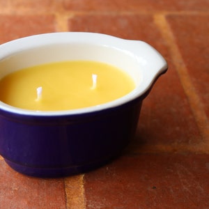 100% Pure Beeswax Candle in Navy Ceramic Jar {-} Multi Wick Candle {-}Homegrown Beeswax No Artificial Fragrances {-} Hand Poured Small Batch
