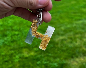 Personalisierte Schlüsselanhänger Schönes Design Weißer Marmor & Gold