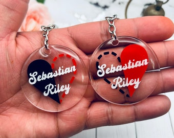 Personalisiertes Herz Schlüsselanhänger Set - Paare Geschenk Bester Freund - Hohe Qualität